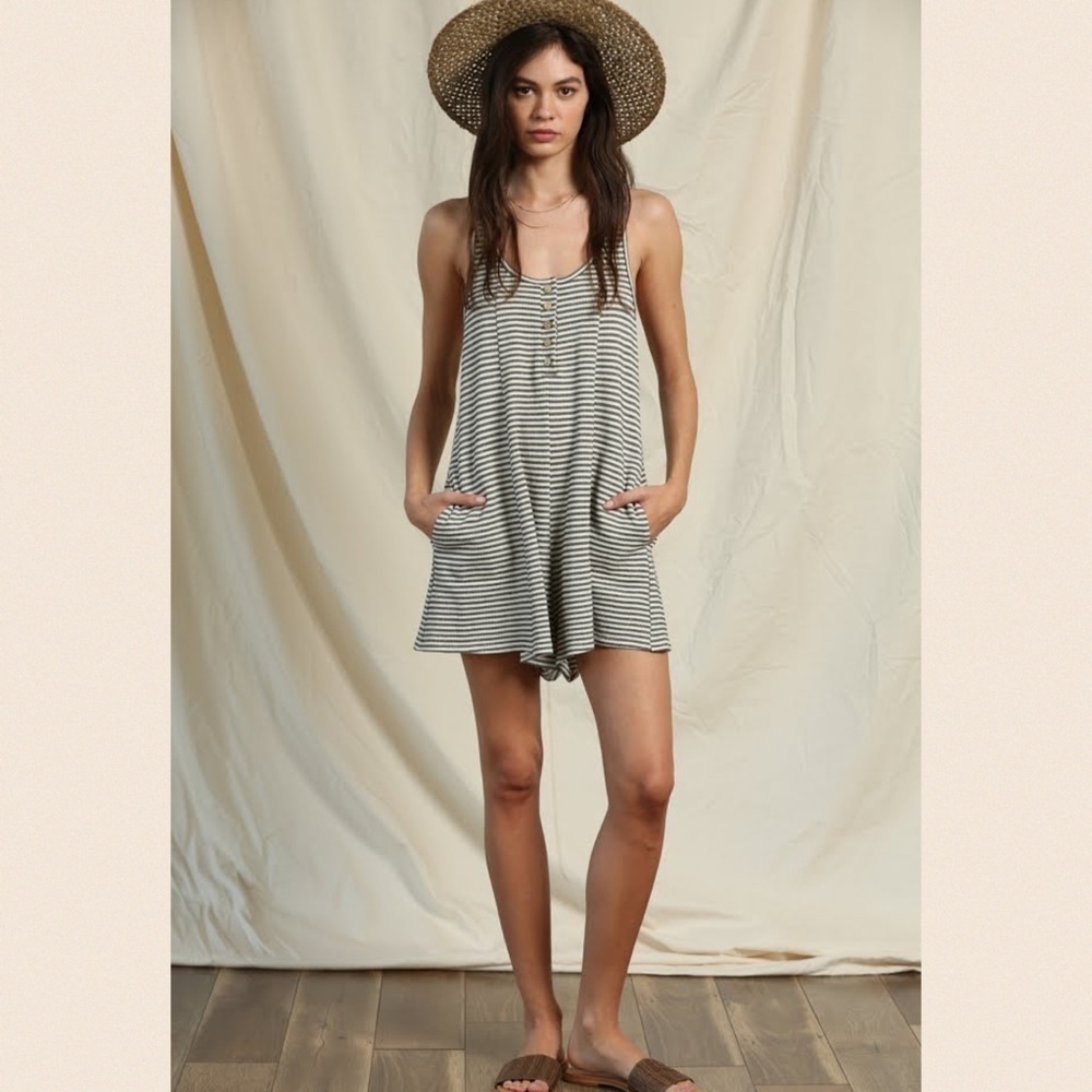 New!! Striped Racerback Oversized Romper